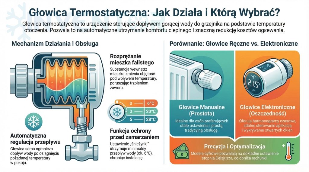 jak działa głowica termostatyczna infografika na podstawie artykułu.