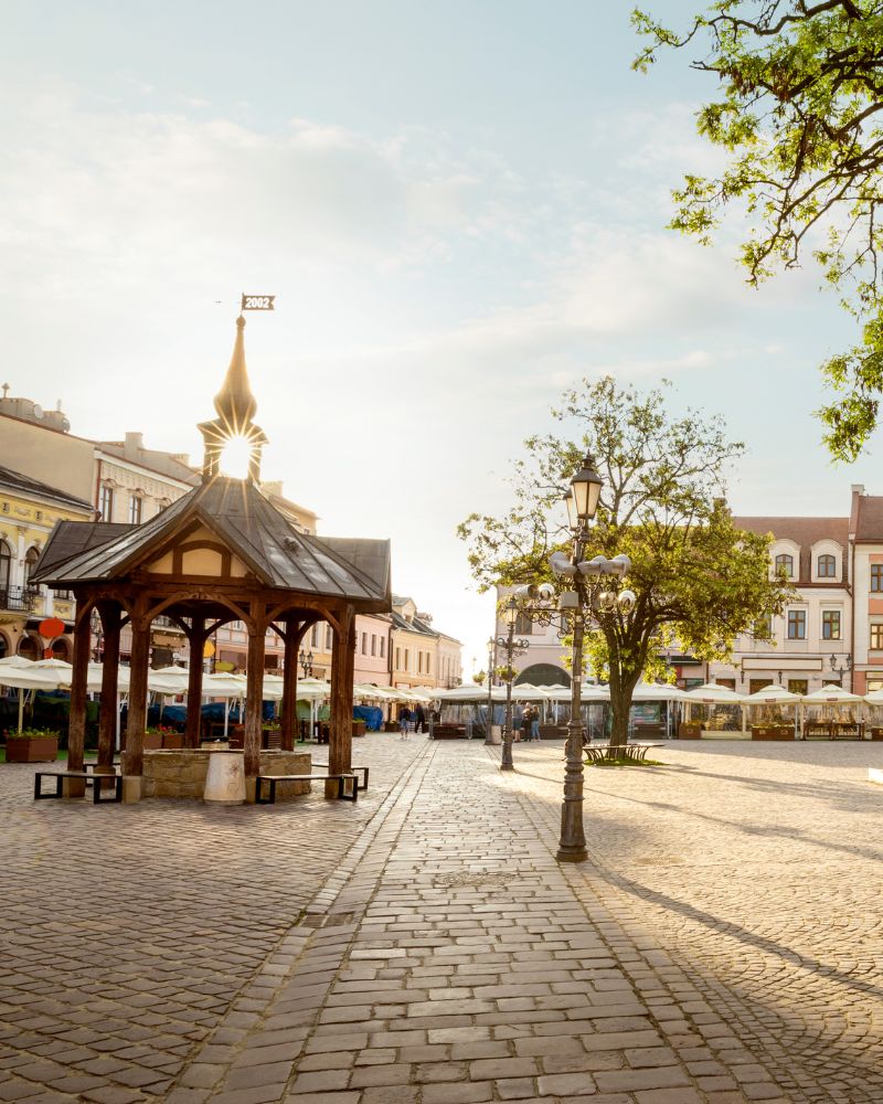 Rzeszów rynek widok na studnie